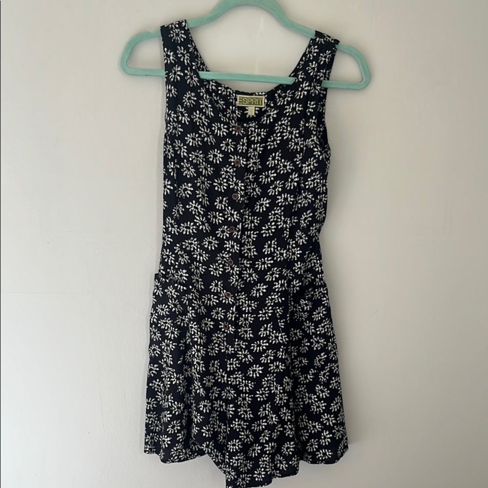 Vintage Esprit Black and White Floral Romper.  Size 3/4